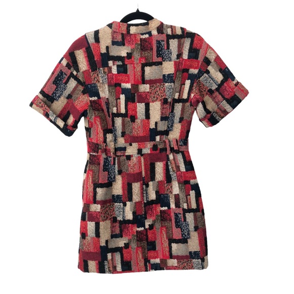 Sézane Robe Paulette Mini Dress in Jacquard Multicolor Tweed Patchwork Size 34 - Picture 3 of 8